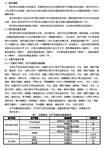 《排污许可申请与核发技术规范 煤炭加工—合成气和液体燃料生产》（征求意见稿）